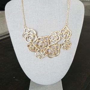 Gold Rose Statement Necklace